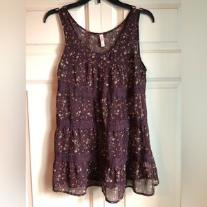Xhilaration Purple Floral Flowy Tank Top